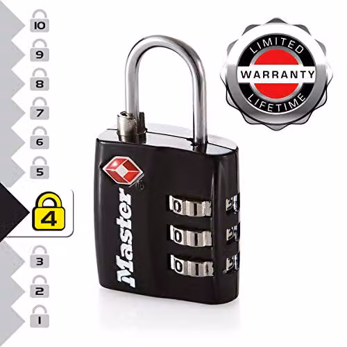 Master Lock Combination Travel Padlock, Black, W/D/H: 5.5 x 3 x 2.6 cm, 30mm – 3