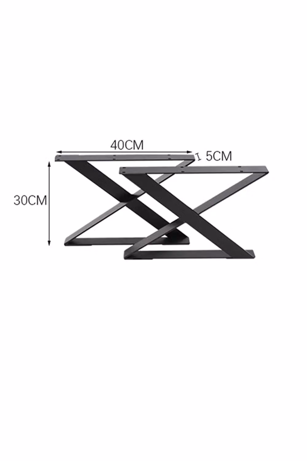 Living and Home Industrial Heavy Duty X Shape Iron Table Legs in Black, W/D/H: 40 x 5 x 30 cm – 3