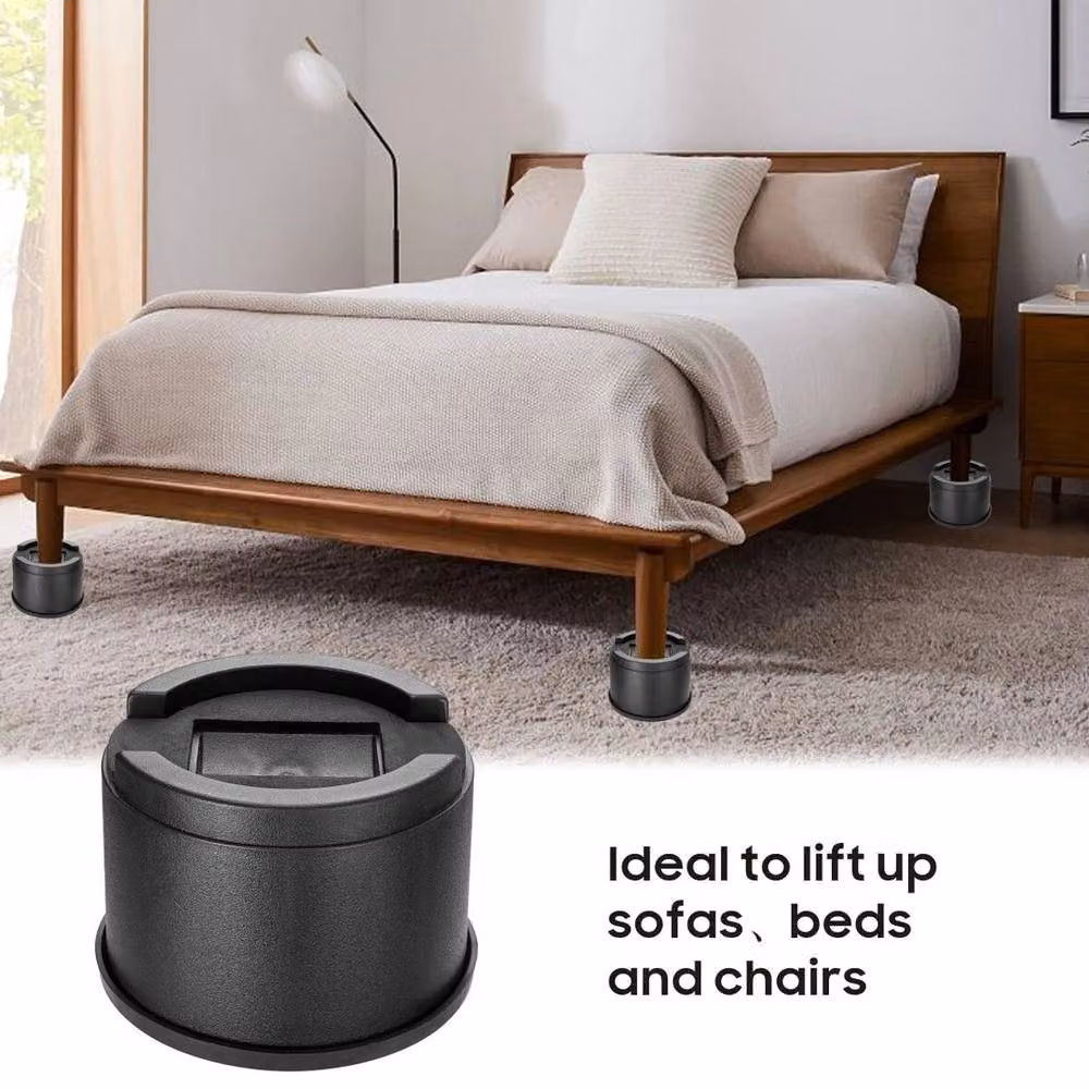SPETLEK Heavy Duty Adjustable Bed Risers, Black – 4