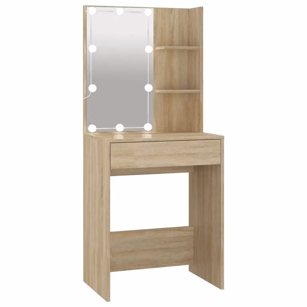 Berkfield Home Hollywood LED Dressing Table in Sonoma Oak Brown, W/D/H: 60 x 40 x 140 cm – 2