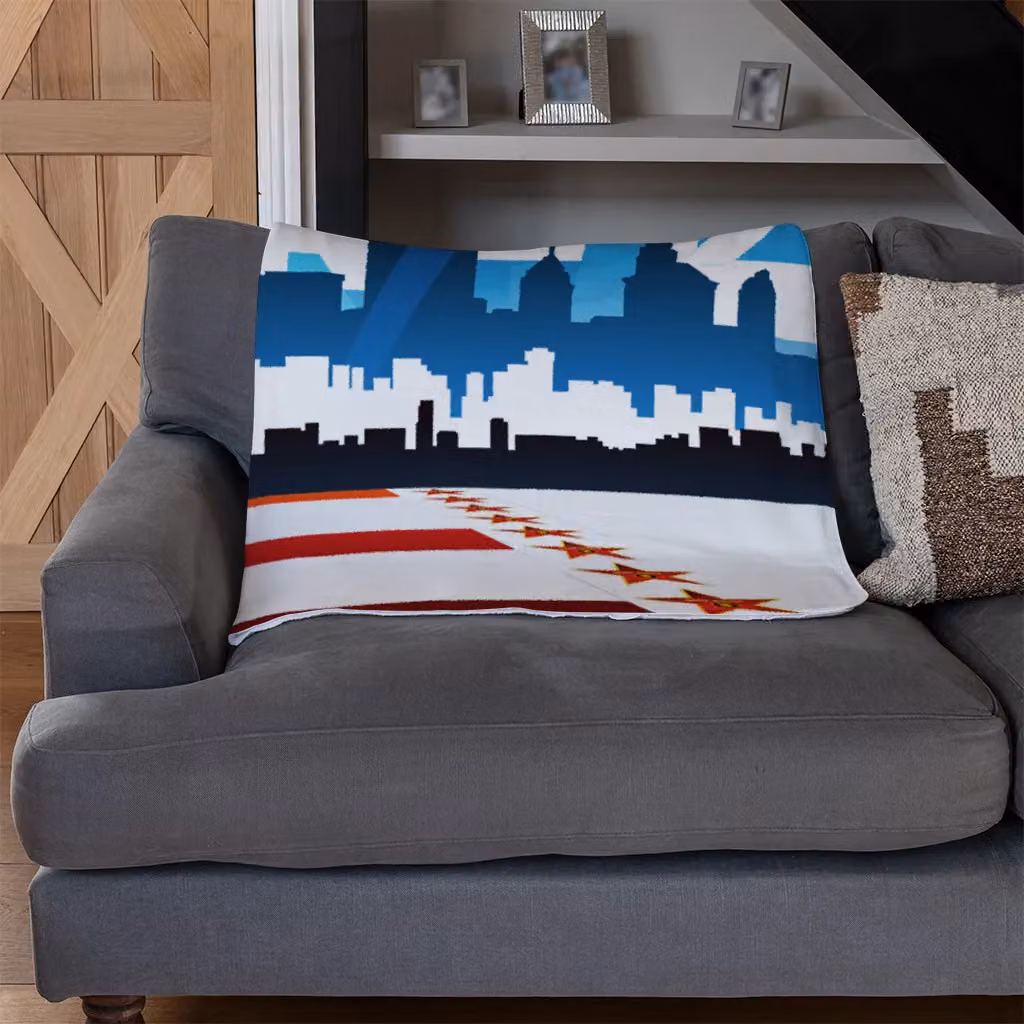 Benjamin Tate Design Hollywood Fleece Blanket in Blue, Beige or Multicolour, W/D/H: 120 x 150 cm – 3