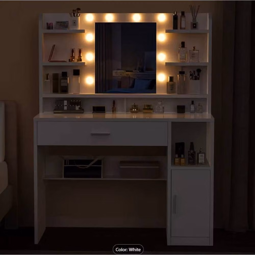 FORGEVIO Modern White Glossy Vanity Table – 3