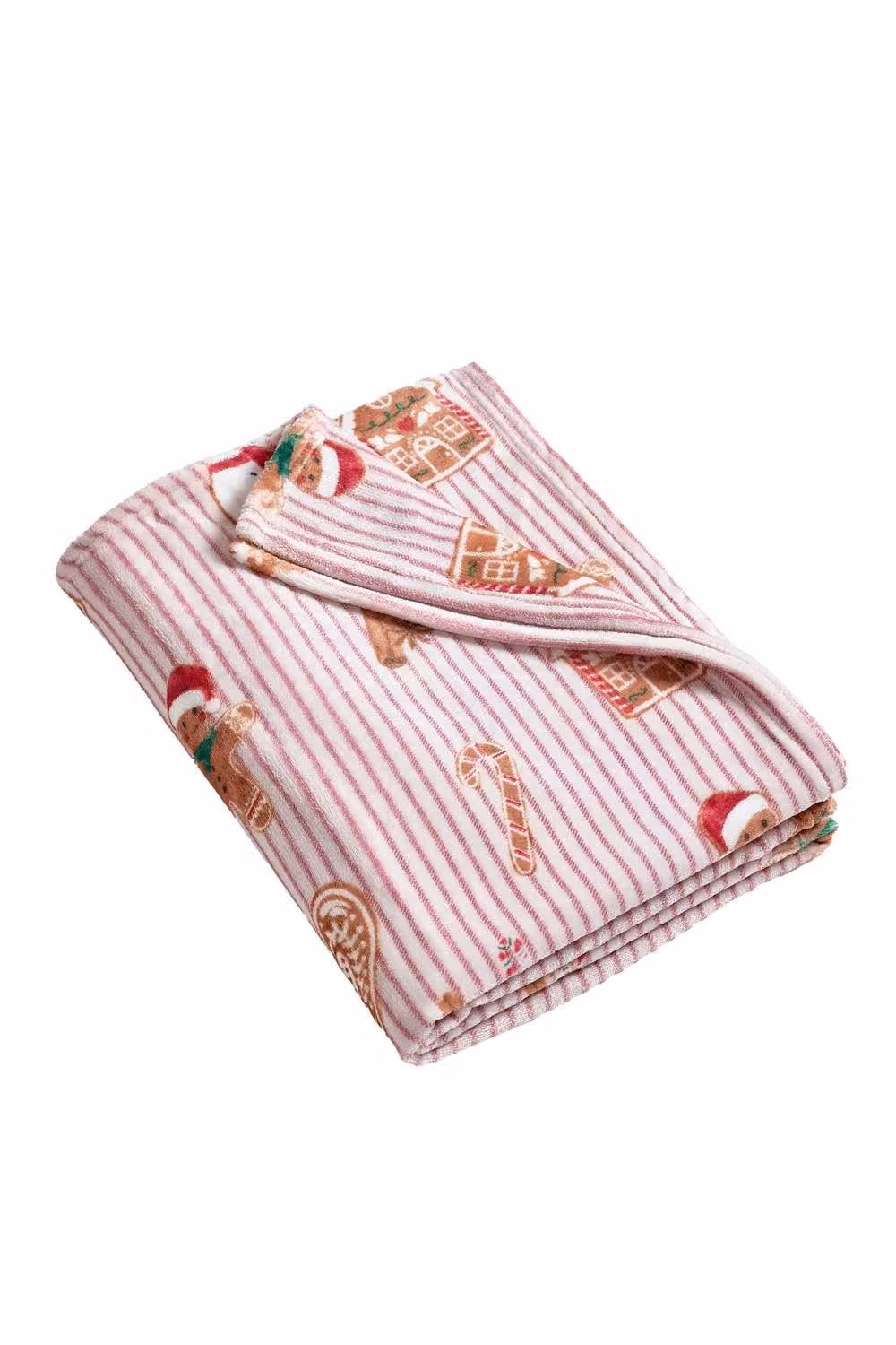 Catherine Lansfield Christmas Gingerbread Stripe Cosy Fleece Throw in Beige, W/D/H: 130 x 170 cm – 2