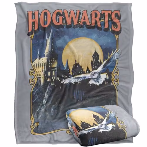 LOGOVISION Harry Potter Hogwarts Poster Super Soft Fleece Throw Blanket, Multicolour, W: 127 cm x D: 152.4 cm x H: 152.4 cm – 1