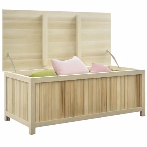 Outsunny 172 Litre Outdoor Storage Box in Natural Wood and Metal for Garden, Terrace or Balcony
