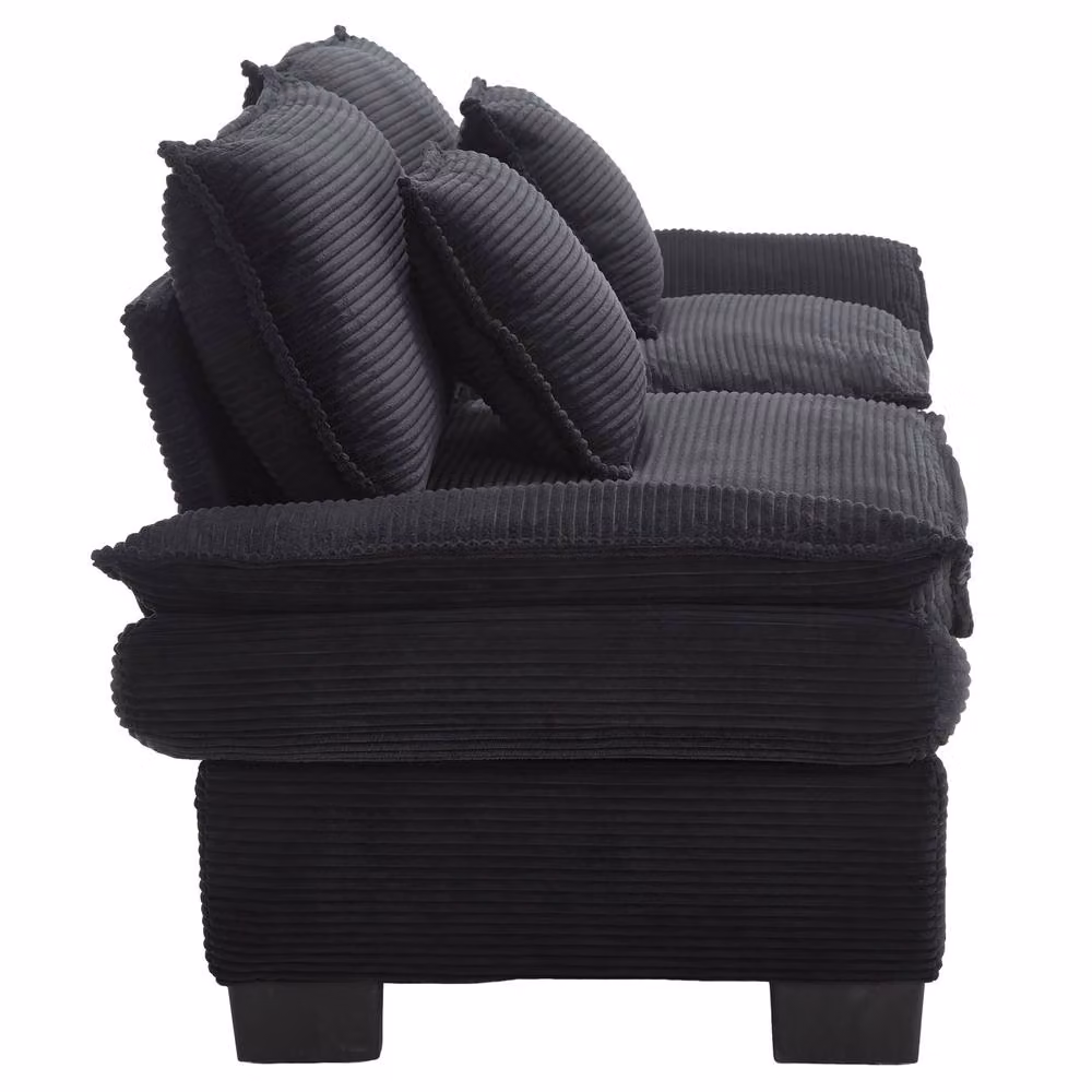 GOMYWAY Matteo Oversized Corduroy 2 Seater Loveseat in Black – 6