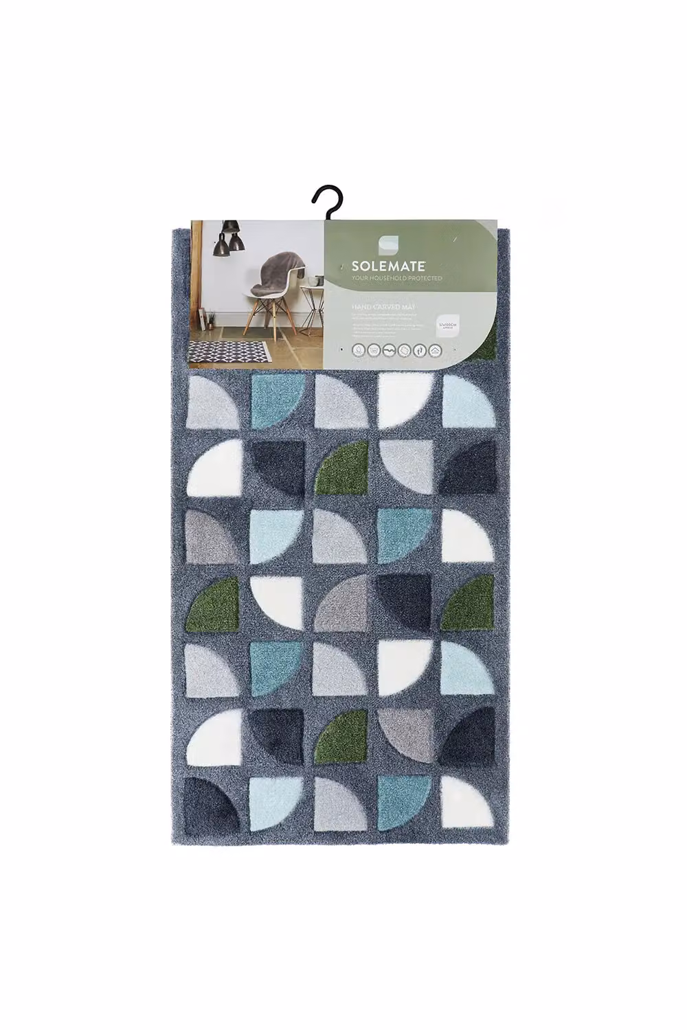 JVL Solemate Hand Carved Windmill Doormat, Green, W: 57 cm, L: 100 cm – 6
