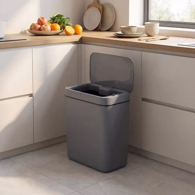 Living and Home 15L Automatic Motion Sensor Rubbish Bin with Soft Close in Grey
