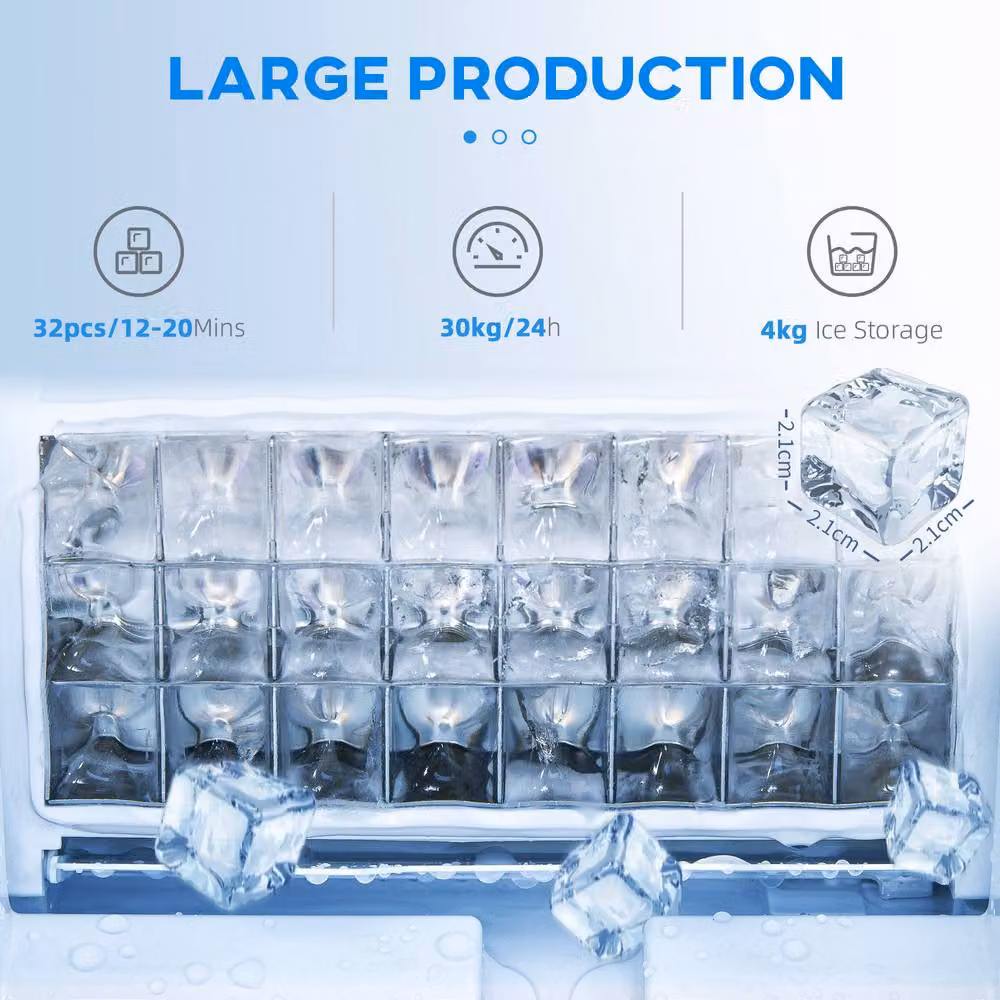 HOMCOM Commercial Ice Maker with 4kg Ice Storage in Silver – 4