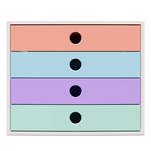 Exacompta FILIBOX Candy Tidy White Document Box with 4 Closed Drawers for A4 Documents, W: 28.4 cm, D: 34.8 cm, H: 23.3 cm