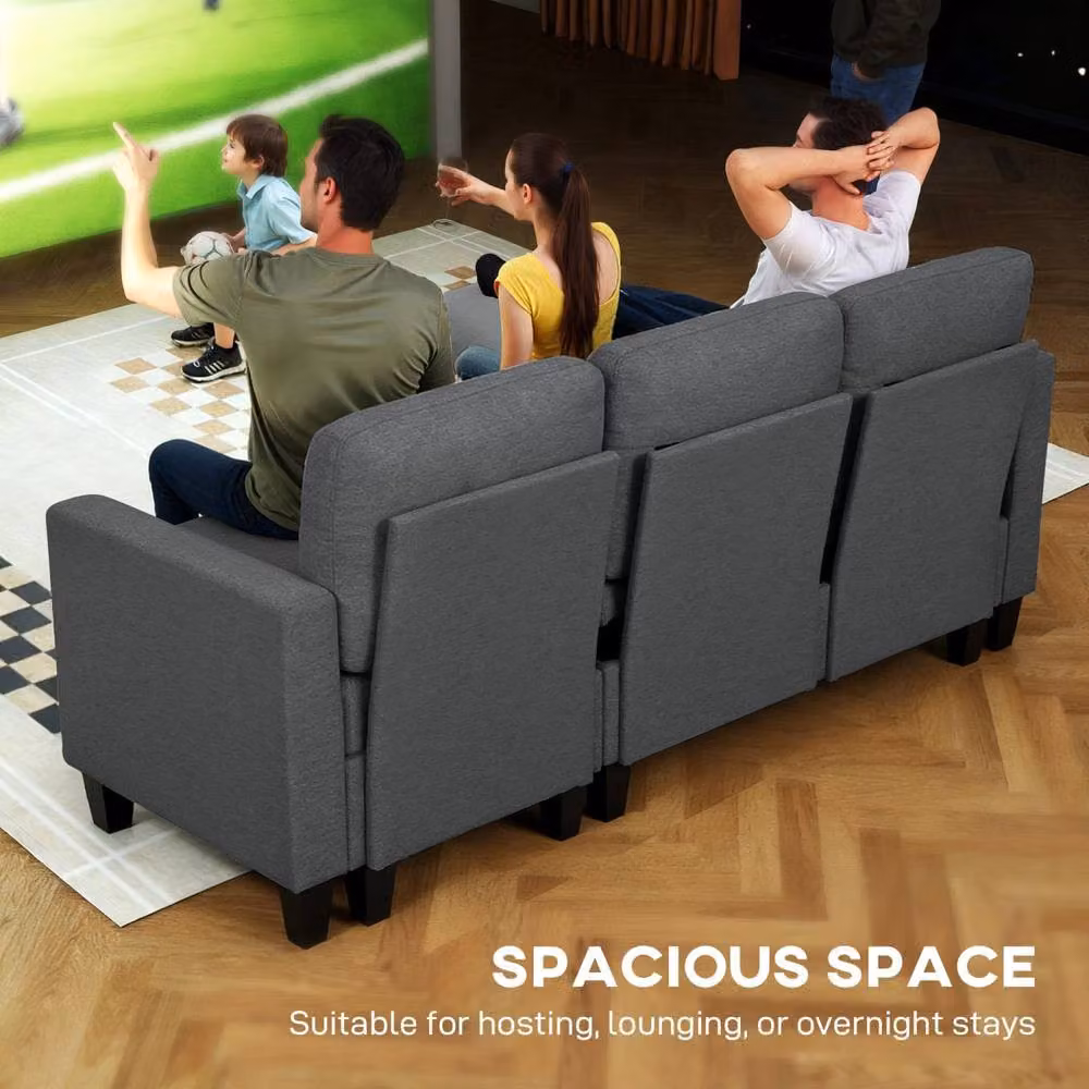 Wyld Haus Lulo 3 Seater Fabric Sofa Bed with Reversible Chaise in Charcoal Grey – 4