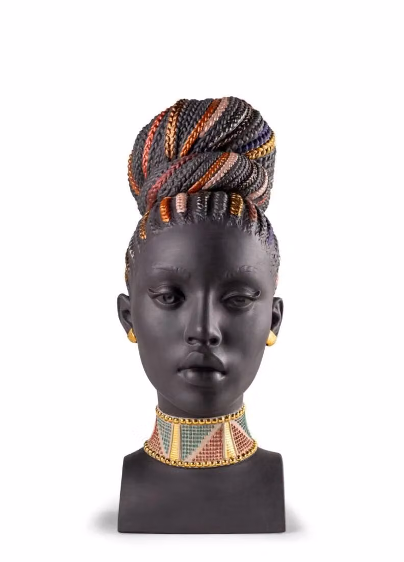 Lladró African Colors Black Porcelain Sculpture