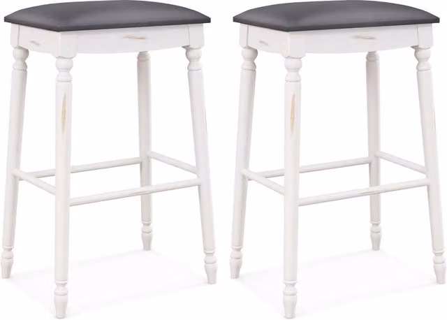 Costway Set of 2 Modern Upholstered Counter Height Bar Stools with Rubberwood Frames in Multicolour – 1