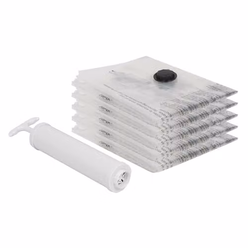 Harbour Housewares Vacuum Storage Bags with Hand Pump, White, Pack of 5, W: 50 cm, D: 70 cm