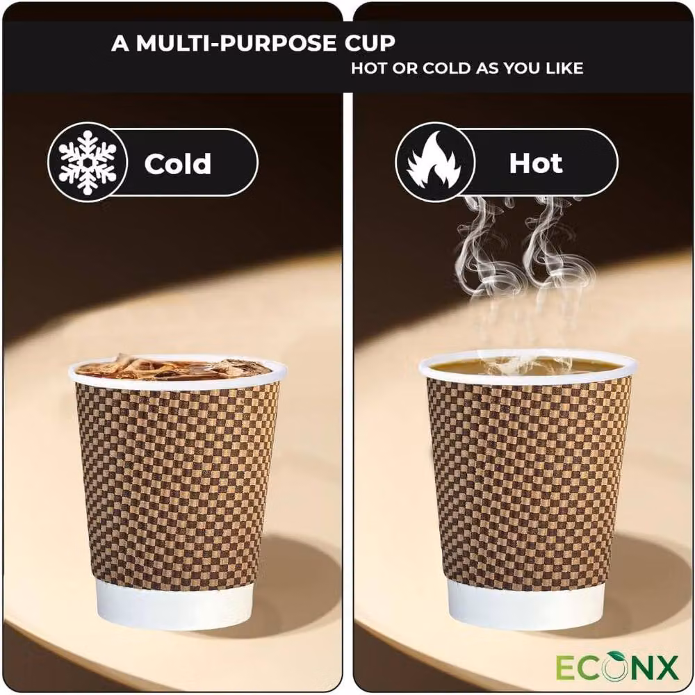 MANTRARAJ 50 Pack Disposable 3-Ply Brown Paper Coffee Cups, 8oz – 4