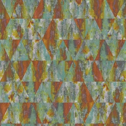 Galerie Grunge Geometric Rhombus Mosaic Wallpaper in Green and Grey