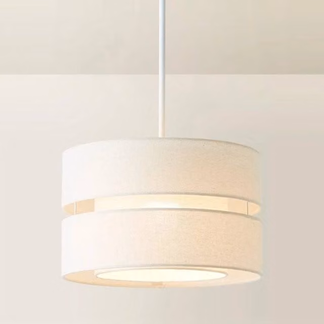 SPETLEK Modern Cylinder Fabric Lampshade in Beige with LED Bulb