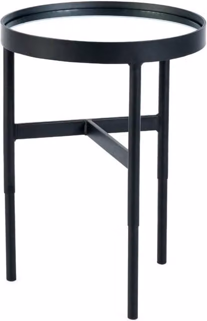 Cheshire Monroe Round Glass Lamp Table in Black and Mirrored – 1