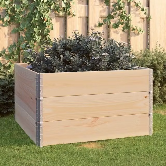 Berkfield Home Set of 3 Solid Pine Wood Raised Beds in Brown, W/D/H: 100 x 100 x 100 cm – 1