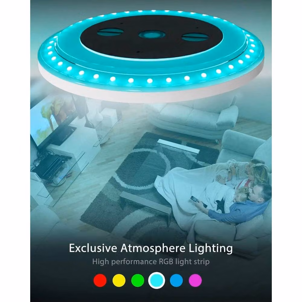 FLAVORA Round LED Ceiling Light and Downlight in White with Remote Control, Dimmable RGB, and Timer Function – 3
