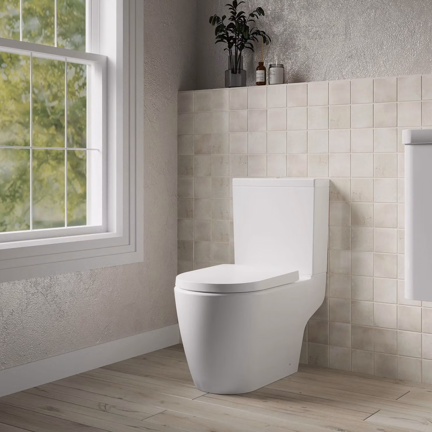 Balterley Semi Flush to Wall Ceramic WC Toilet and Cistern with Dual Flush, White, W: 41.0 cm, D: 77.0 cm, H: 77.0 cm – 3