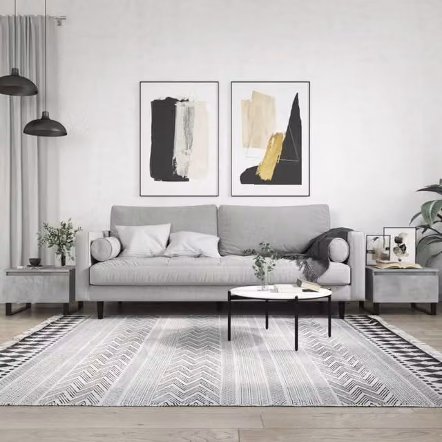 Berkfield Home Set of 2 Modern Square Coffee Tables in Concrete Grey, W/D/H: 50 x 46 x 35 cm – 1
