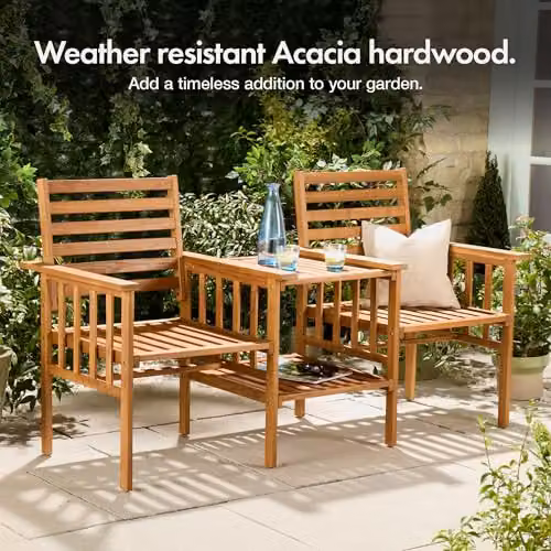 VonHaus Cannes 2 Seater Acacia Wood Garden Love Seat in Brown – 2