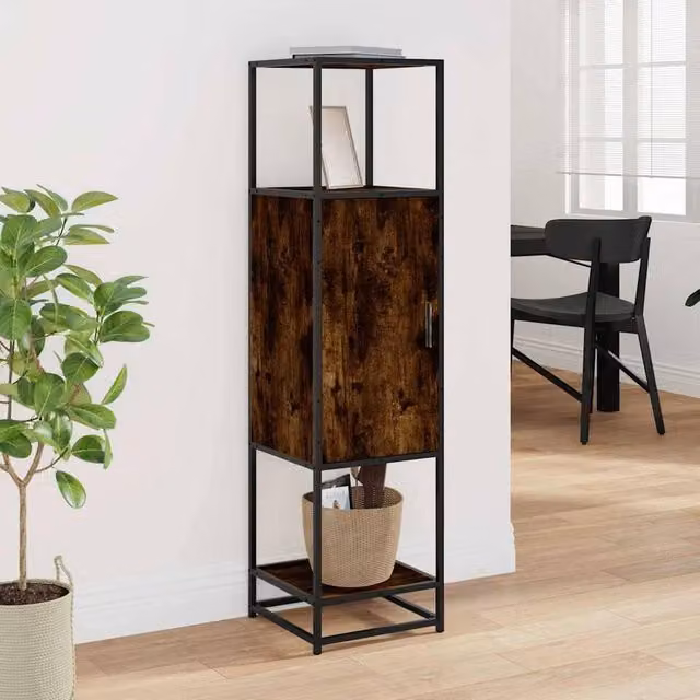 Berkfield Home Smoked Oak Highboard in Brown, W/D/H: 35.5 x 35.0 x 139.0 cm