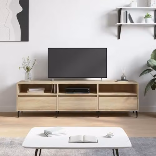 vidaXL Modern TV Cabinet in Brown Oak and Metal, W/D/H: 150 x 44.5 x 30 cm – 2