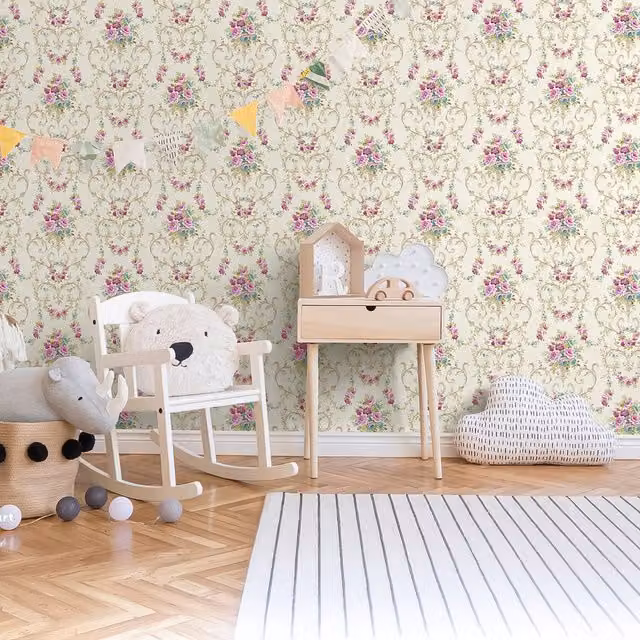 SK Filson Vintage Botanical Floral Wallpaper in Purple