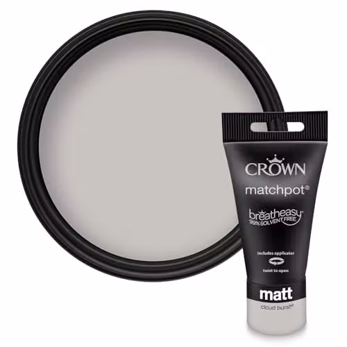Crown Walls & Ceilings Concrete Grey Matt Water Based Paint Tester Pot 40ml – 1