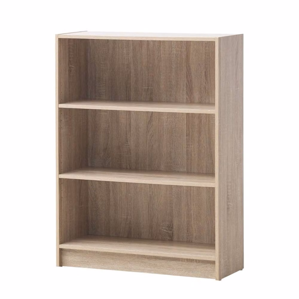 Timber Art Design 3 Tier Wide Bookcase and Display Shelving Unit in Brown with Adjustable Shelves, W/D/H: 106 x 30 x 80 cm – 2