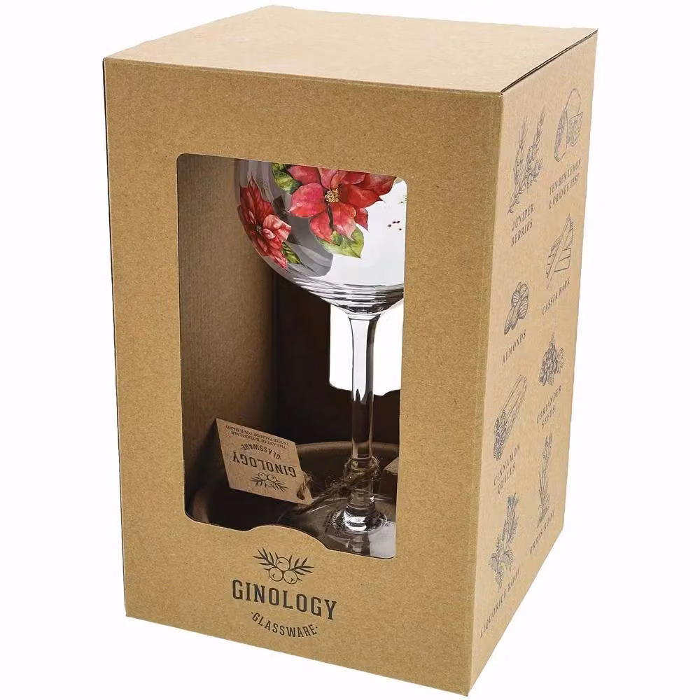 Ginology Red Poinsettia Floral Copa Gin Cocktail Glass in Transparent Glass – 3