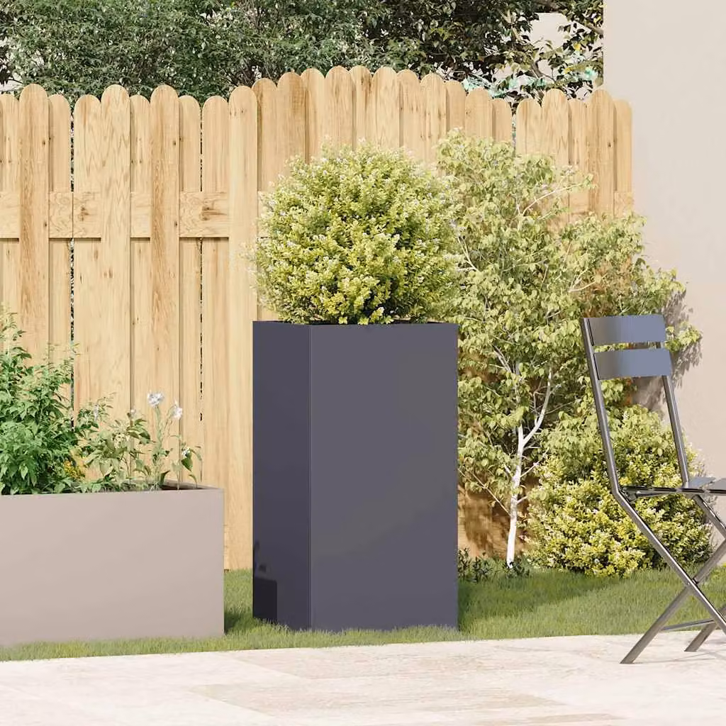 Berkfield Home Anthracite Steel Planter Tub, W/D/H: 40 x 40 x 80 cm – 3