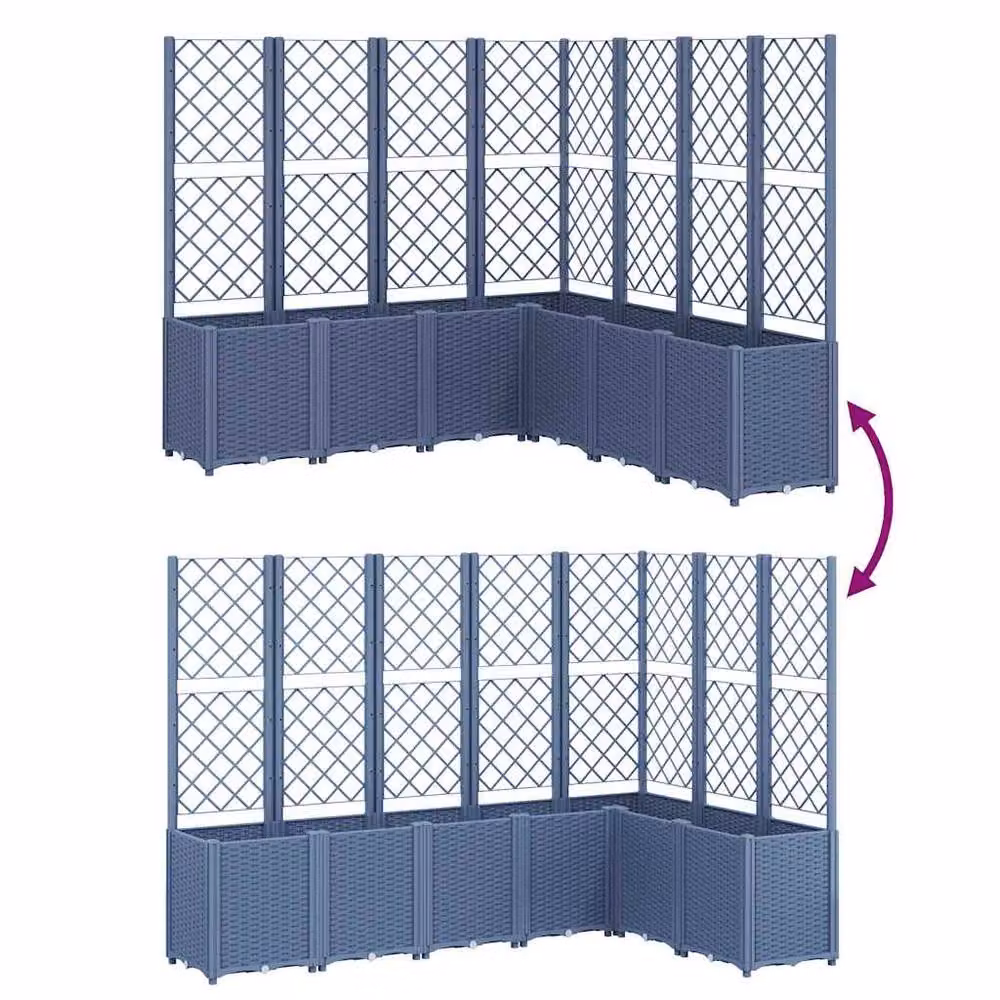 Berkfield Home Garden Planter with Trellis in Blue Grey, W/D/H: 160 x 160 x 140 cm – 5