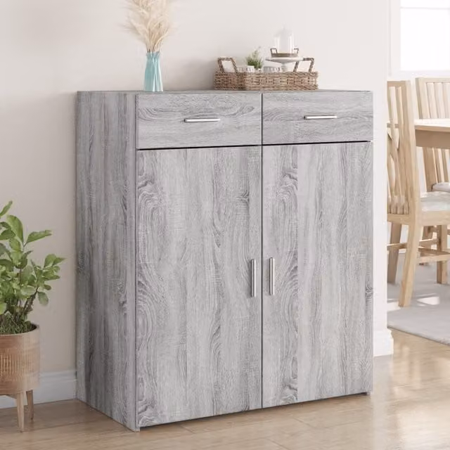 Berkfield Home Grey Sonoma Sideboard in Engineered Wood W/D/H: 80 x 42.5 x 93 cm