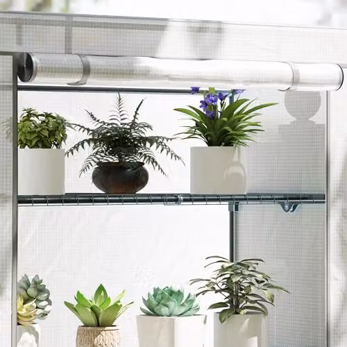 Outsunny 4 Tier Lean-to Mini Greenhouse in Grey, W/D/H: 110 x 50 x 171 cm – 7