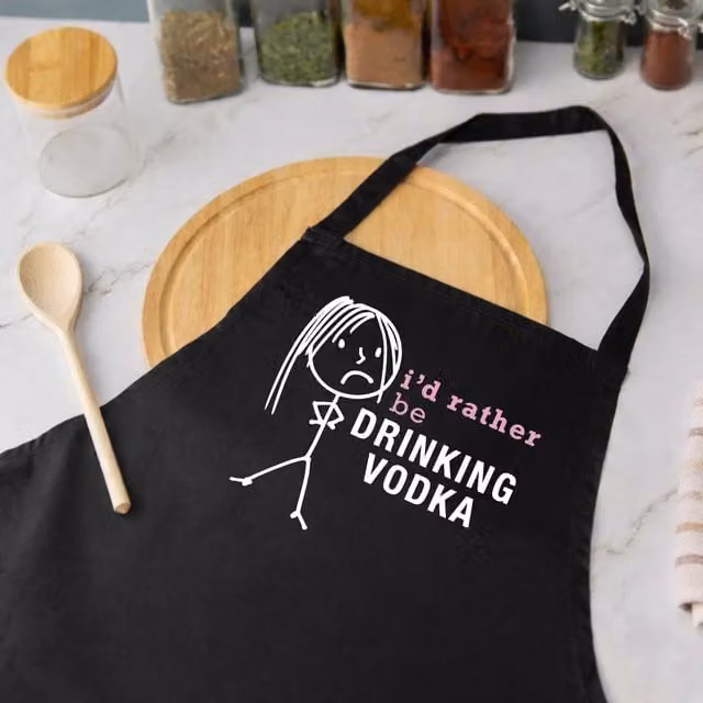 60 Second Makeover Women's I'd Rather Be Drinking Vodka Apron in Black