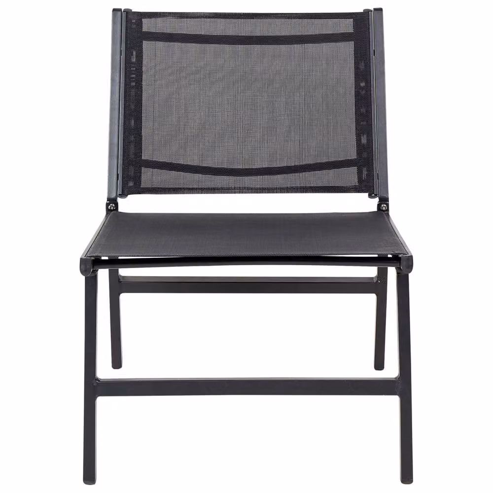 Wyld and Coco Folding Garden Chair with Footrest in Black Aluminium and Metal, W/D/H: 70 x 60 x 54 cm – 5