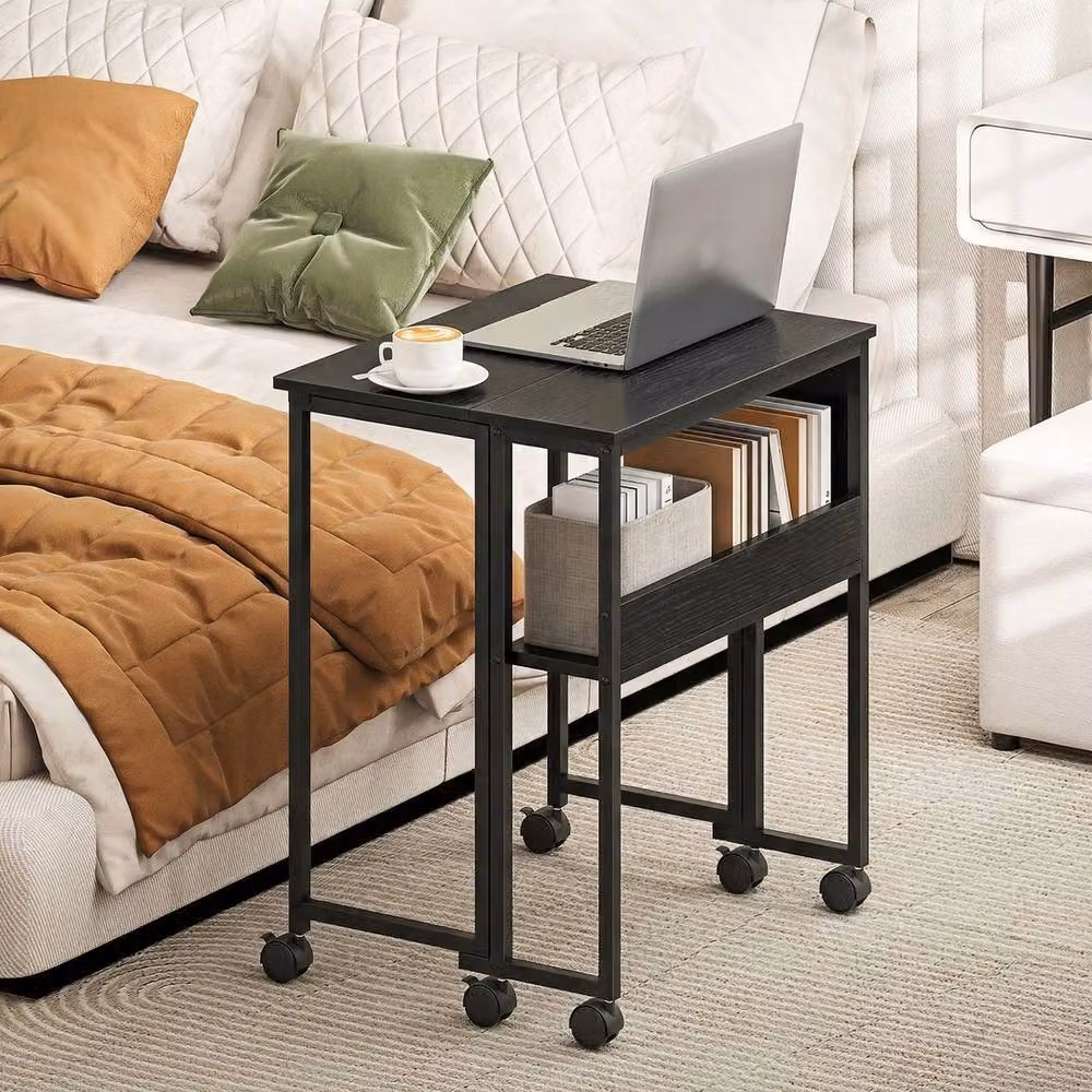 NESTLUNE Black Foldable Computer Desk with Castors – 4