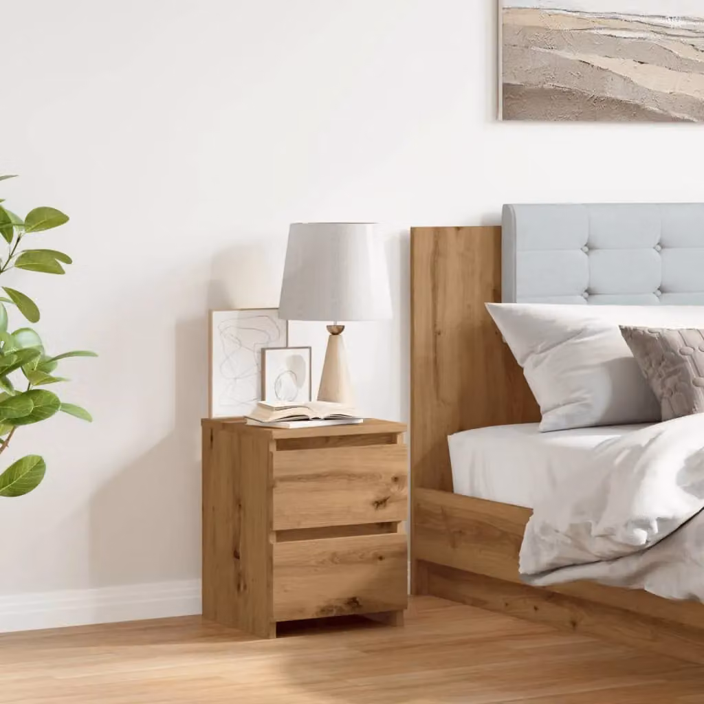 Berkfield Home Artisan Oak Bedside Cabinet in Brown, W/D/H: 30 x 30 x 40 cm – 2