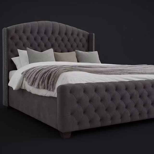 Paradise Grey Velvet Upholstered Chesterfield Ottoman Bed with Lift Up Base