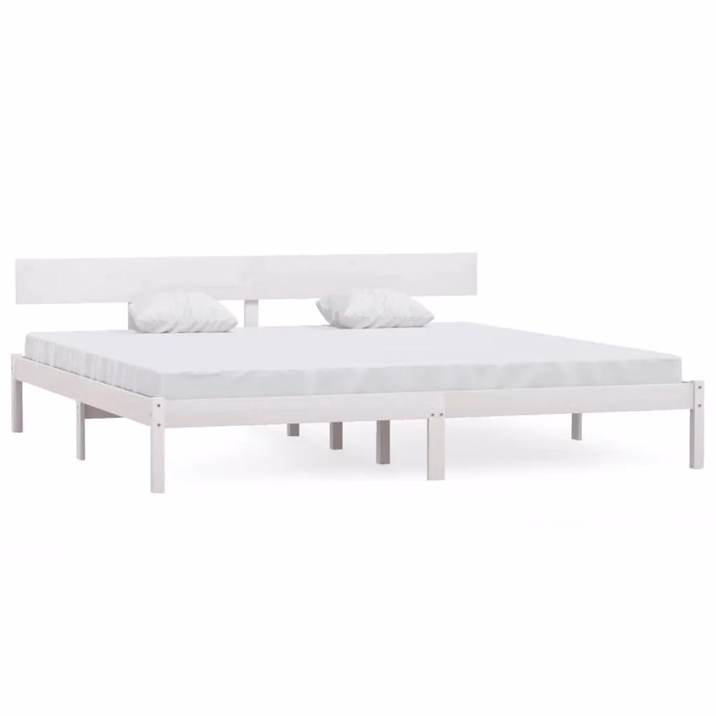 Berkfield Home Super King Size Bed Frame in White Solid Pine Wood, W/D/H: 180 x 200 cm – 2