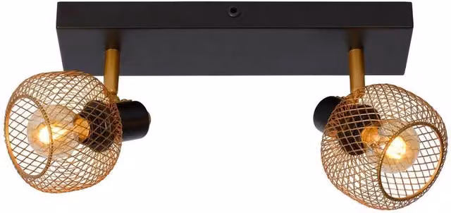 Lucide Maren Retro Dimmable Twin Ceiling Spotlight in Gold/Brass with 2 x E14 Sockets – 6