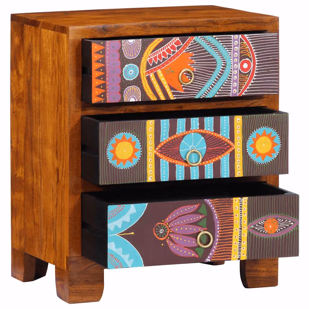 Berkfield Home Multicolour Lacquered Acacia Wood Sideboard W/D/H: 50 x 35 x 60 cm – 1