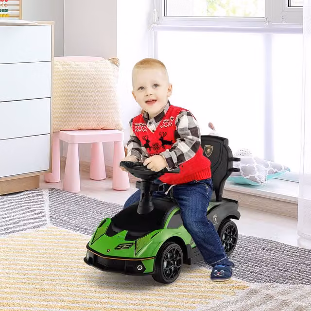 Costway 3-in-1 Baby Stroller and Kids Ride on Push Car with Push Handle, Green