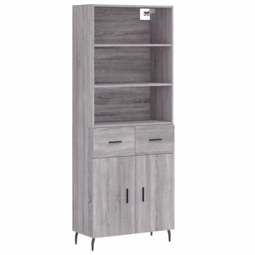vidaXL Highboard in Grey Sonoma, W/D/H: 69.5 x 34 x 180 cm