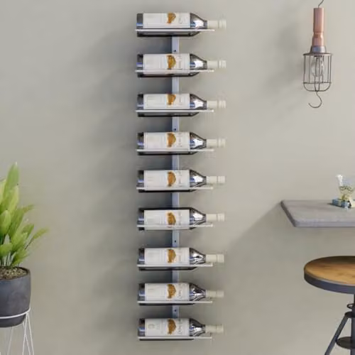 vidaXL Wall-mounted White Metal Wine Rack for 9 Bottles – 2