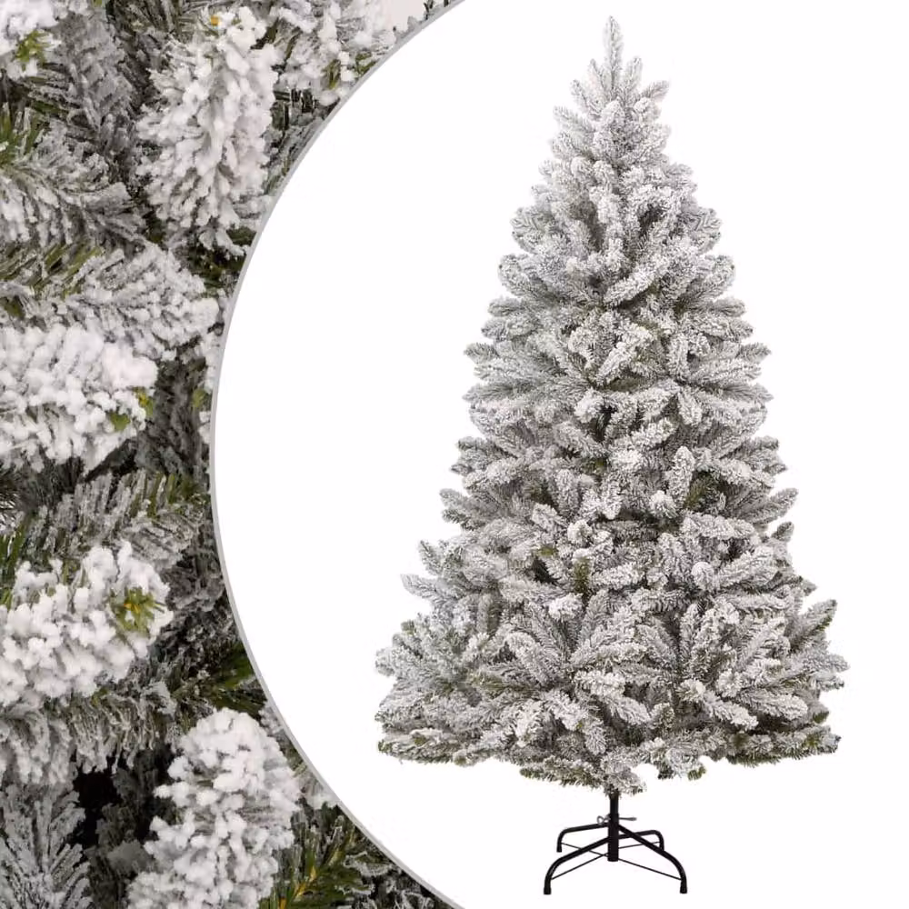 Berkfield Home Beautiful Artificial Hinged Christmas Tree with Flocked Snow in White, Height: 210 cm – 2