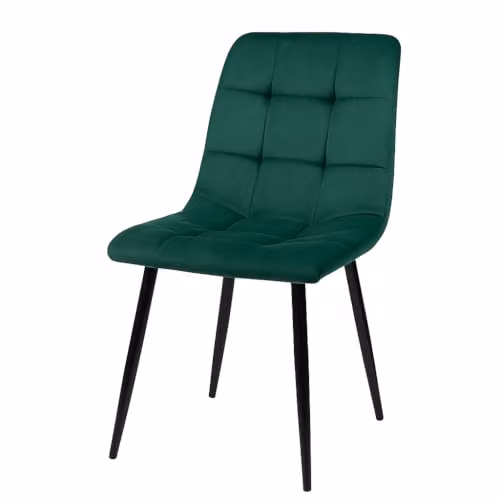 Kosy Koala 5 Piece Dining Set with X-Shaped Live Edge Style Rectangular Table and 4 Green Velvet Upholstered Chairs, W/D/H: 140 x 80 x 75 cm – 2